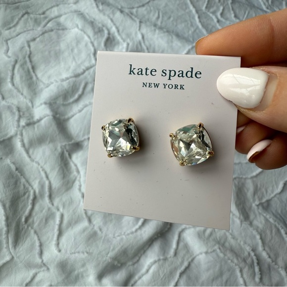 Kate Spade Gold and Silver Stud Earrings Big Rhinestone Chunky Gem - Picture 1 of 5